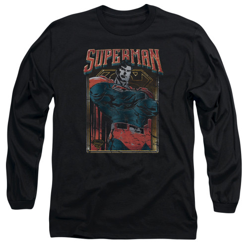 Superman Head Bang Adult Long Sleeve T-Shirt Black