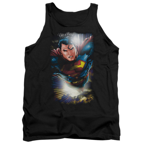 Superman In The Sky Adult Tank Top T-Shirt Black
