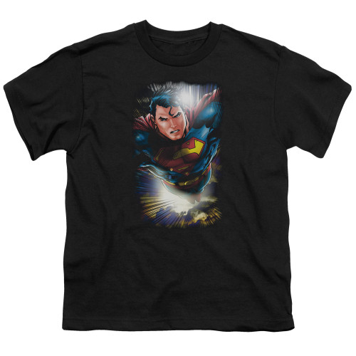 Superman In The Sky Youth T-Shirt Black