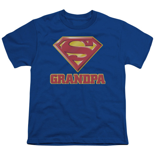 Superman Super Grandpa Youth T-Shirt Royal Blue