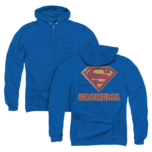 Superman Super Grandma (Back Print) Adult Zipper Hoodie Sweatshirt Royal Blue