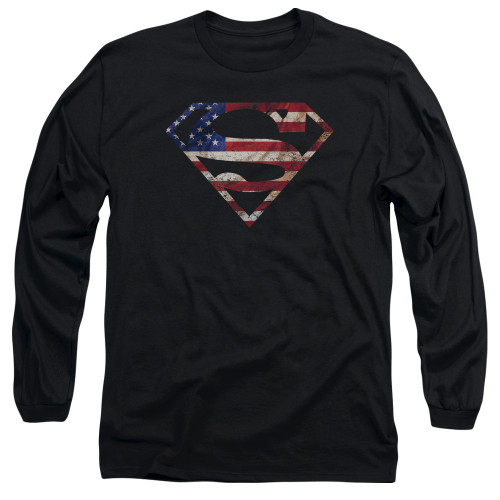 Superman Super Patriot Adult Long Sleeve T-Shirt Black