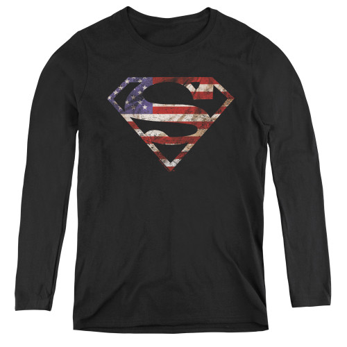Superman Super Patriot Women's Long Sleeve T-Shirt T-Shirt Black