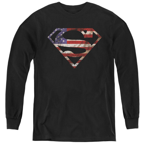 Superman Super Patriot Youth Long Sleeve T-Shirt Black