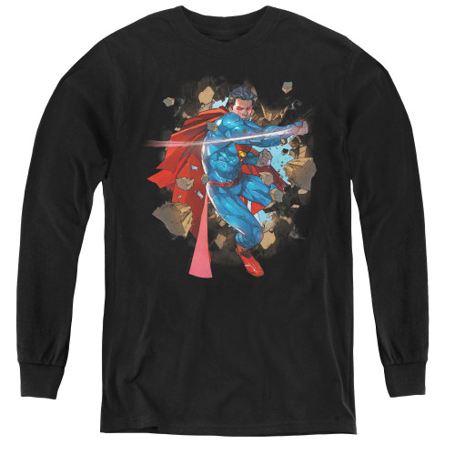 Superman Rock Breaker Youth Long Sleeve T-Shirt Black