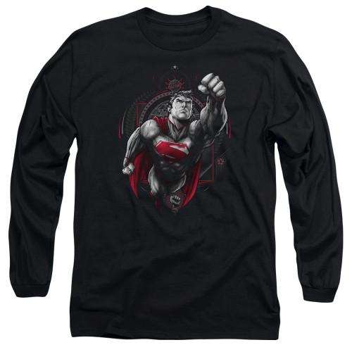 Superman Propaganda Superman Adult Long Sleeve T-Shirt Black