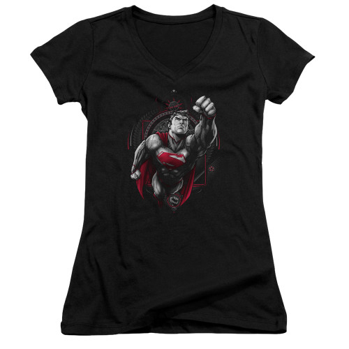 Superman Propaganda Superman Junior Women's V-Neck T-Shirt Black