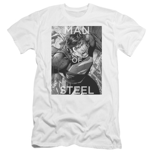 Superman Flight Of Steel Premium Canvas Adult Slim Fit 30/1 T-Shirt White