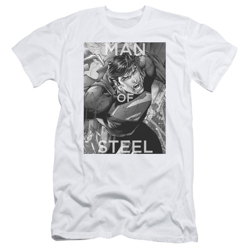 Superman Flight Of Steel Adult 30/1 T-Shirt White
