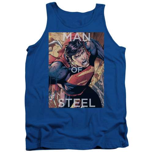 Superman Flight Of Steel Adult Tank Top T-Shirt Royal Blue
