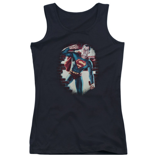 Superman Vintage Steel Junior Women's Tank Top T-Shirt Black