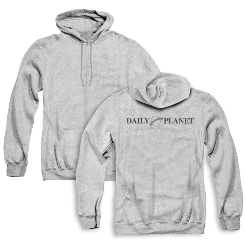 Superman Daily Planet Logo (Back Print) Adult Zipper Hoodie Sweatshirt Athletic Heather