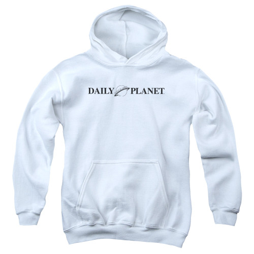 Superman Daily Planet Logo Youth Pullover Hoodie Sweatshirt White
