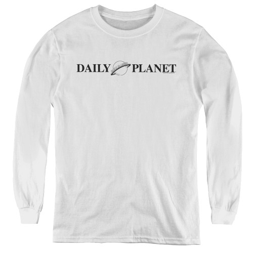 Superman Daily Planet Logo Youth Long Sleeve T-Shirt White