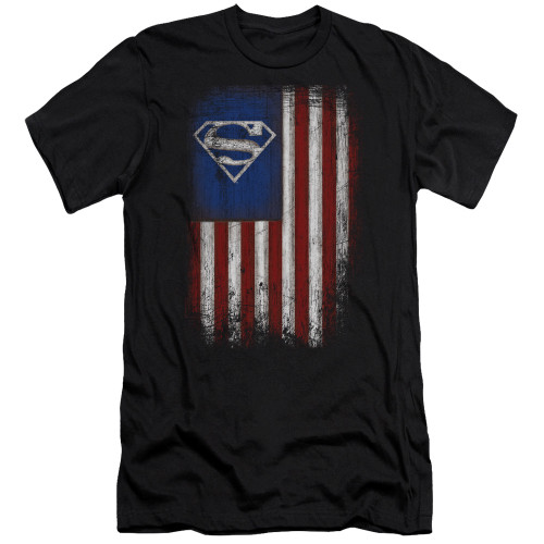 Superman Old Glory Shield Adult 30/1 T-Shirt Black