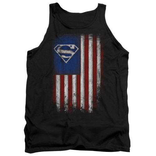 Superman Old Glory Shield Adult Tank Top T-Shirt Black