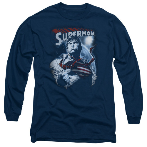 Superman Honor And Protect Adult Long Sleeve T-Shirt Navy