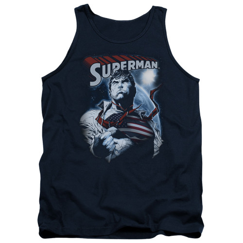 Superman Honor And Protect Adult Tank Top T-Shirt Navy