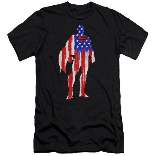 Superman Flag Silhouette Premium Adult 30/1 T-Shirt Black