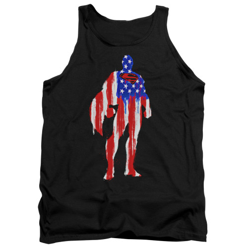 Superman Flag Silhouette Adult Tank Top T-Shirt Black