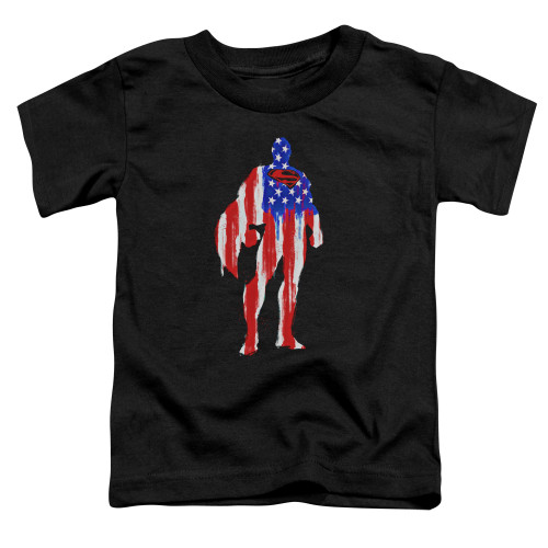 Superman Flag Silhouette Toddler T-Shirt Black