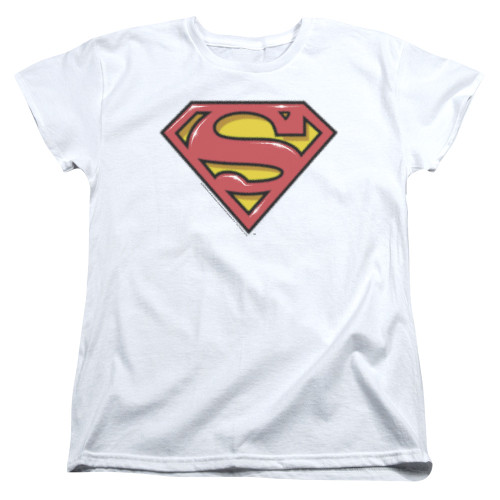 Superman Airbrush Shield S/S Women's T-Shirt White