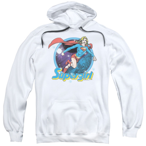 Superman Supergirl Airbrush Adult Pullover Hoodie Sweatshirt White