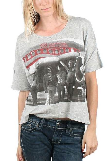 Led Zeppelin Plane Women's Junior Babydoll Crop T-Shirt