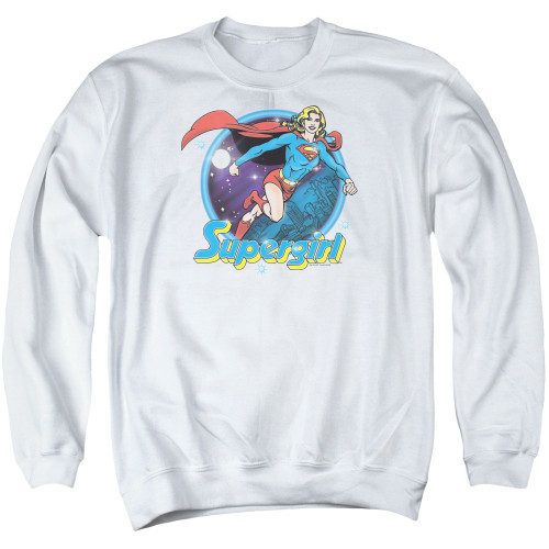 Superman Supergirl Airbrush Adult Crewneck Sweatshirt White