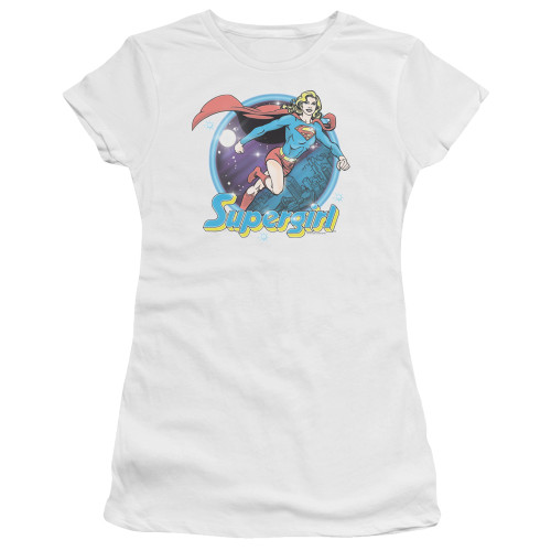 Superman Supergirl Airbrush Junior Women's Sheer T-Shirt White