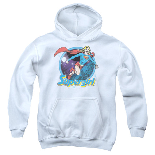 Superman Supergirl Airbrush Youth Pullover Hoodie Sweatshirt White