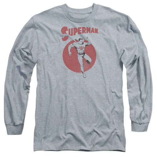 Superman Vintage Sphere Adult Long Sleeve T-Shirt Athletic Heather