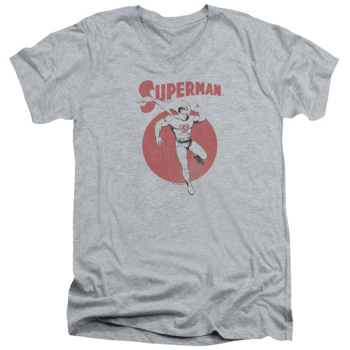 Superman Vintage Sphere Adult V-Neck T-Shirt Athletic Heather