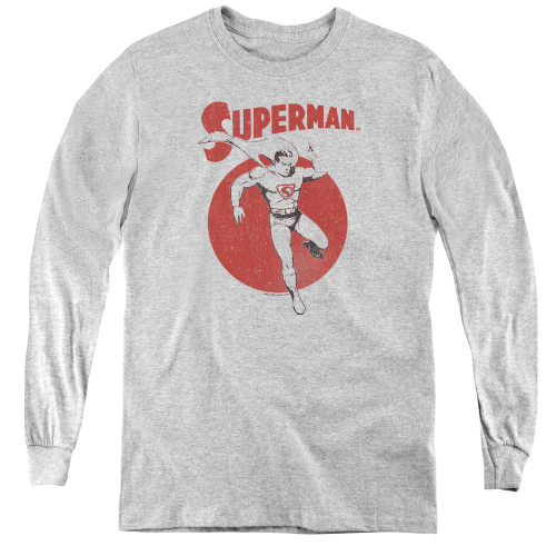 Superman Vintage Sphere Youth Long Sleeve T-Shirt Athletic Heather