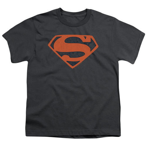 Superman Vintage Shield Collage Youth T-Shirt Charcoal