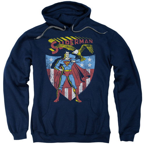 Superman All American Adult Pullover Hoodie Sweatshirt Navy