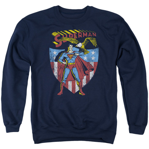 Superman All American Adult Crewneck Sweatshirt Navy