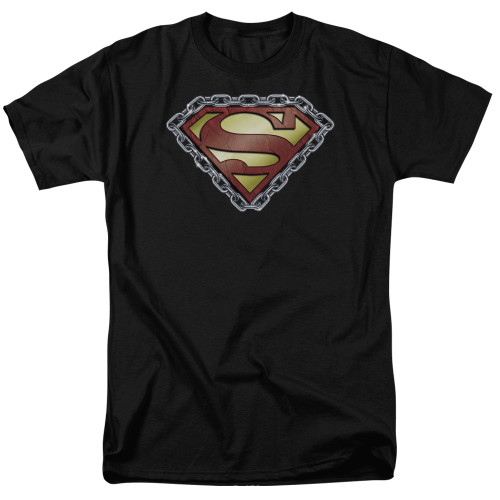 Superman Chained Shield Adult 18/1 T-Shirt Black