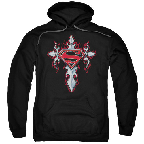 Superman Gothic Steel Logo Adult Pullover Hoodie Sweatshirt Black
