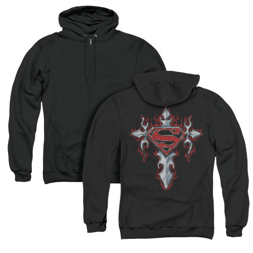 Superman Gothic Steel Logo (Back Print) Adult Zipper Hoodie Sweatshirt Black