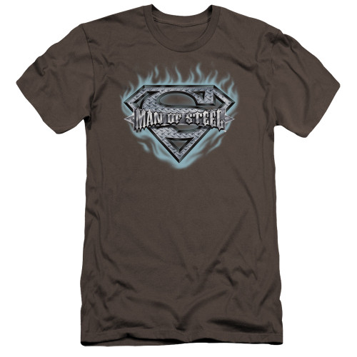 Superman Man Of Steel Shield Premium Canvas Adult Slim Fit 30/1 T-Shirt Charcoal