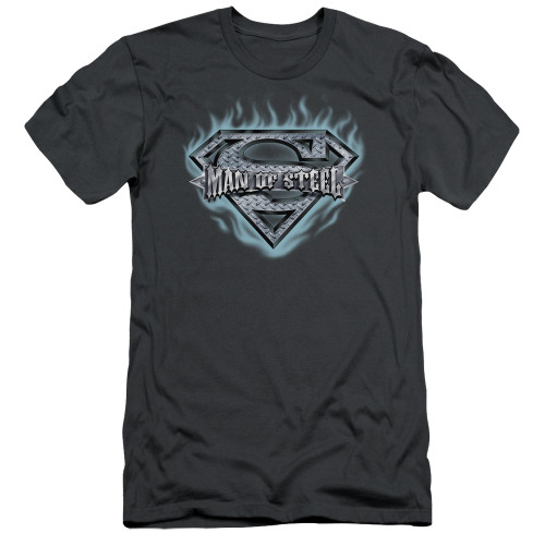 Superman Man Of Steel Shield Adult 30/1 T-Shirt Charcoal