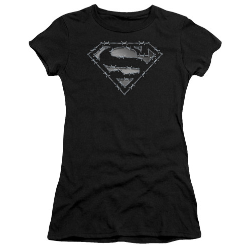 Superman Barbed Wire Junior Women's Sheer T-Shirt Black