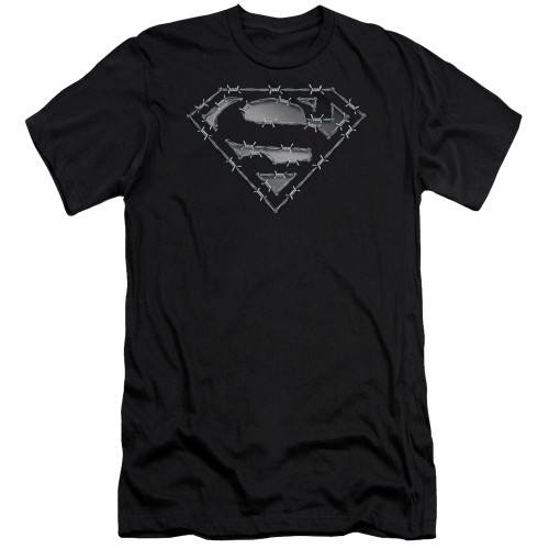 Superman Barbed Wire Premium Canvas Adult Slim Fit 30/1 T-Shirt Black