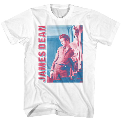James Dean Red And Blue White Adult T-Shirt