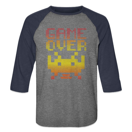 Space Invaders Game Over Premium Heather/Vintage Navy Adult Raglan Baseball T-Shirt