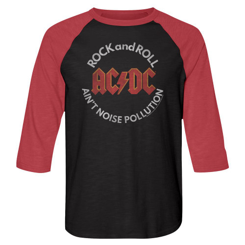 AC/DC Noise Pollution Vintage Black/Red Adult Raglan Baseball T-Shirt