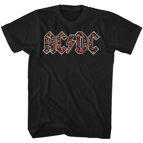 AC/DC Leopard Print Black Adult T-Shirt