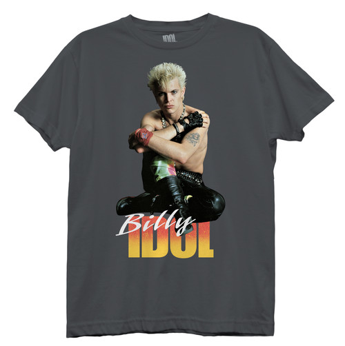 Billy Idol Sitting  Junior Women's Crew T-Shirt