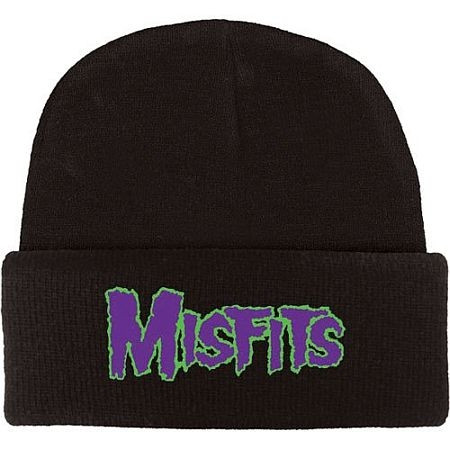 Misfits Embroidered Purple Logo Beanie Hat Cap
